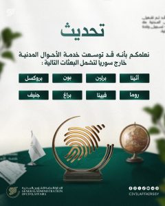 توسيع خدمات السجلات المدنية ليغطي 8 مكاتب دبلوماسية سورية في أوروبا