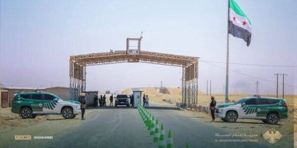 حاجز أمني أبيض في مدخل الحسكة لتعزيز السلامة